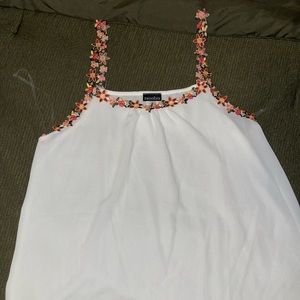 Floral strap white loose top